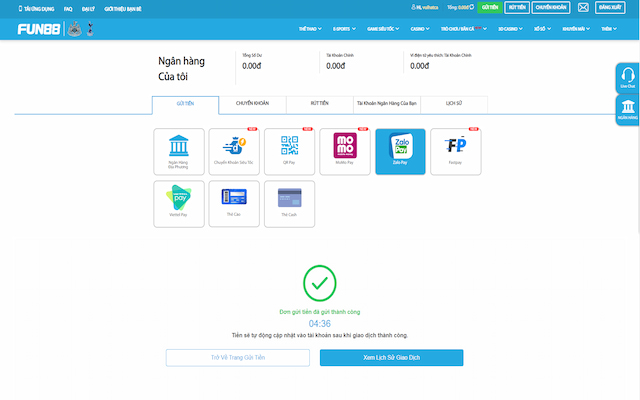 Chờ Tiền Chuyển Vào Tài Khoản Fun88