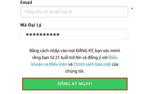 Click nút "Đăng Ký Ngay" để hoàn tất quá trình đăng kí Fun88